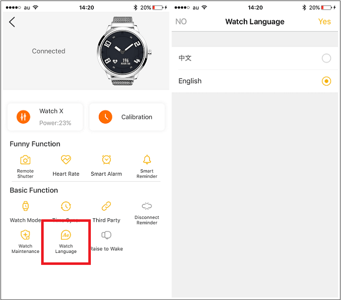 Lenovo Watch X アプリ英語へ切り替え